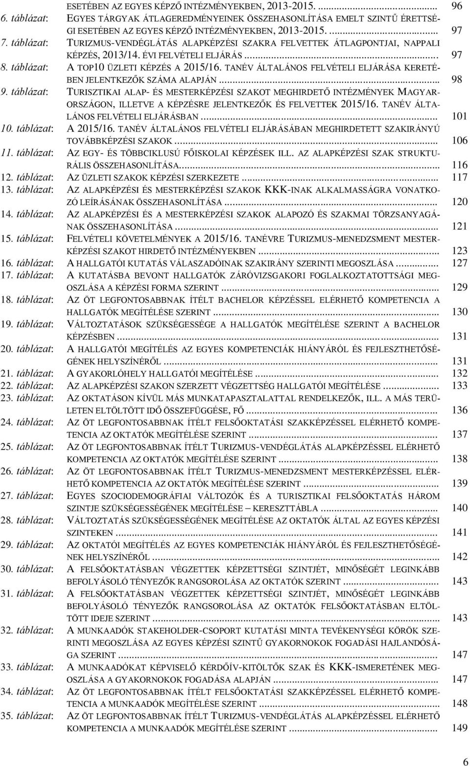 TANÉV ÁLTALÁNOS FELVÉTELI ELJÁRÁSA KERETÉ- BEN JELENTKEZŐK SZÁMA ALAPJÁN... 98 9.