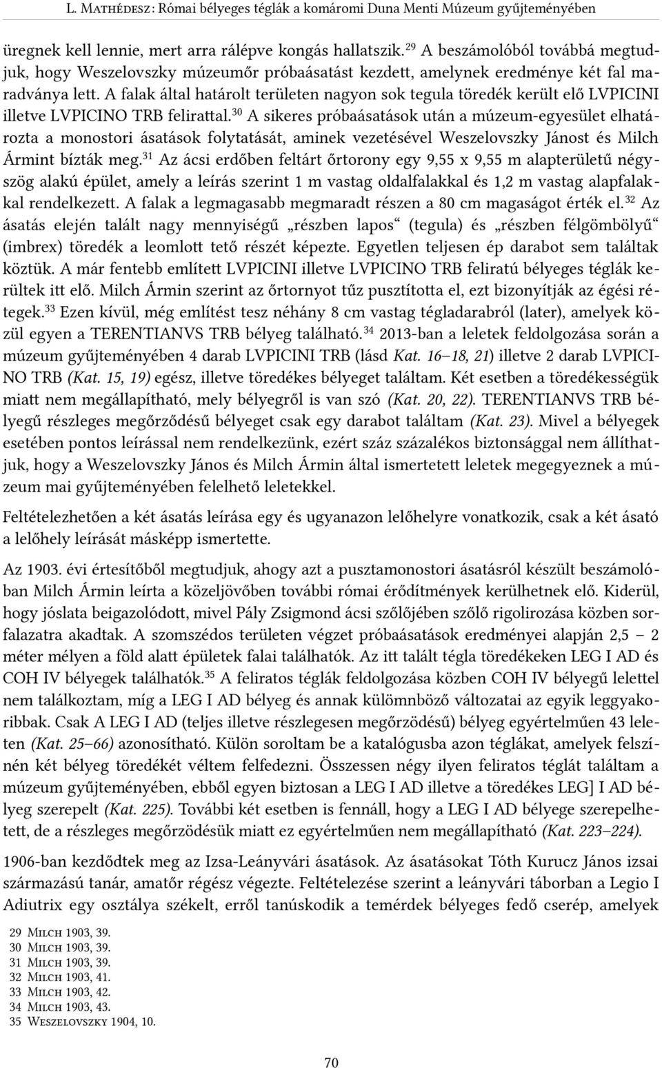 30 A sikeres próbaásatások után a múzeum-egyesület elhatározta a monostori ásatások folytatását, aminek vezetésével Weszelovszky Jánost és Milch Ármint bízták meg.
