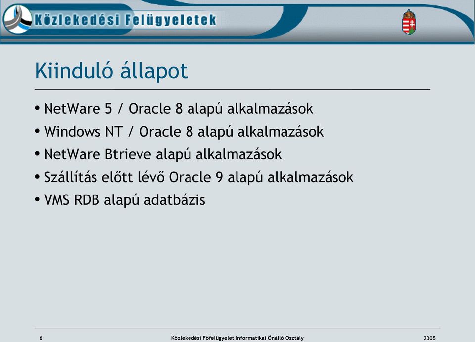 alkalmazások Szállítás előtt lévő Oracle 9 alapú alkalmazások VMS
