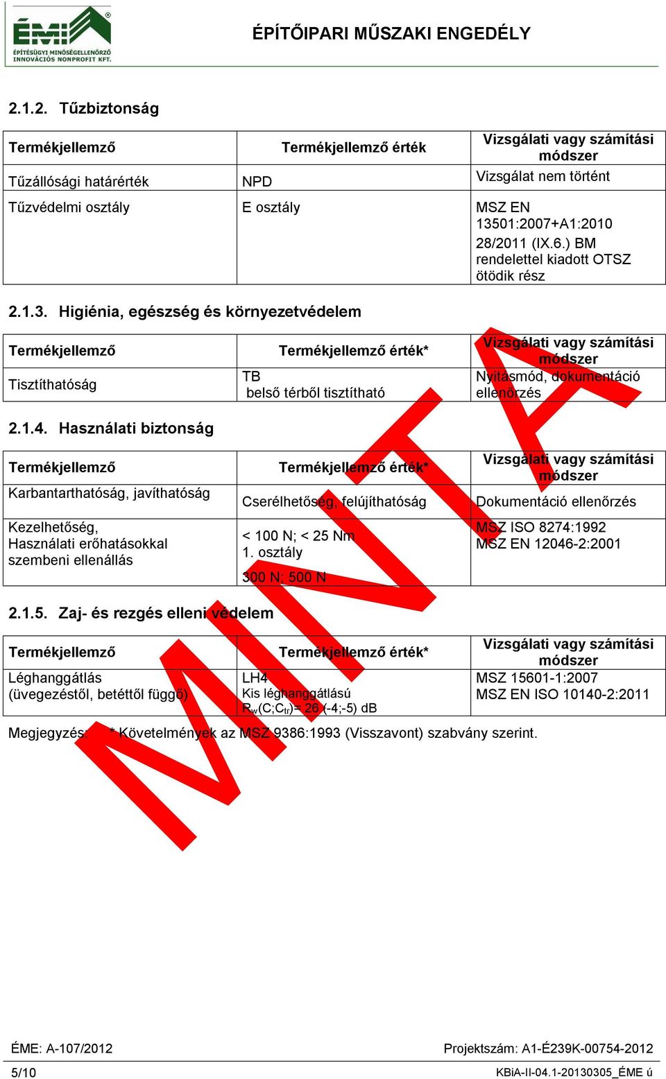 Zaj- és rezgés elleni védelem Léghanggátlás (üvegezéstől, betéttől függő) Megjegyzés: érték* TB belső térből tisztítható érték* Cserélhetőség, felújíthatóság < 100 N; < 25 Nm 1.