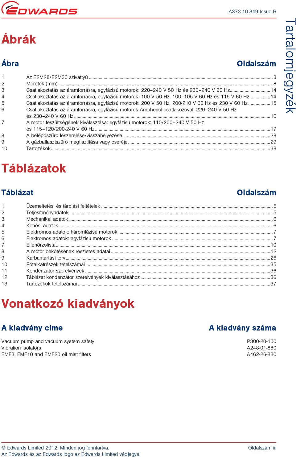 ..14 5 Csatlakoztatás az áramforrásra, egyfázisú motorok: 200 V 50 Hz, 200-210 V 60 Hz és 230 V 60 Hz.