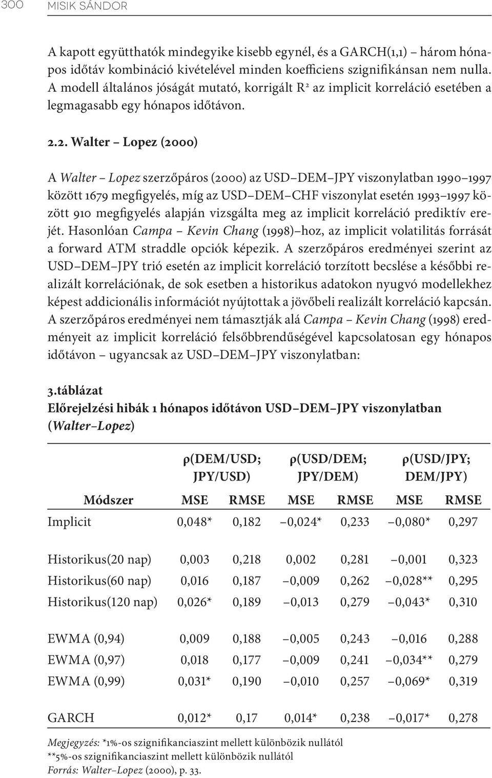 az implicit korreláció esetében a legmagasabb egy hónapos időtávon. 2.