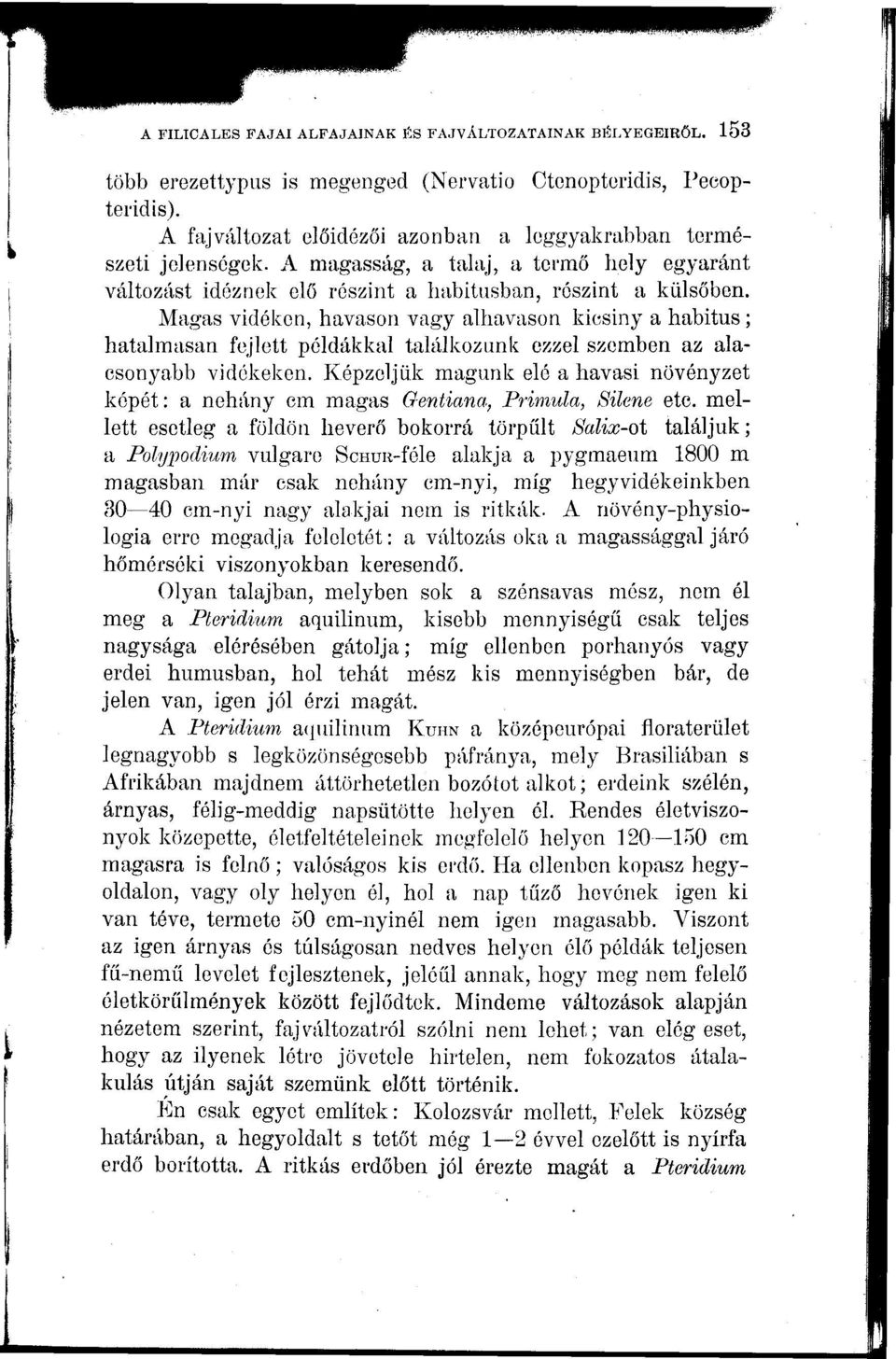 Magas vidéken, havason vagy alhavason kicsiny a habitus; hatalmasan fejlett példákkal találkozunk ezzel szemben az alacsonyabb vidékeken.