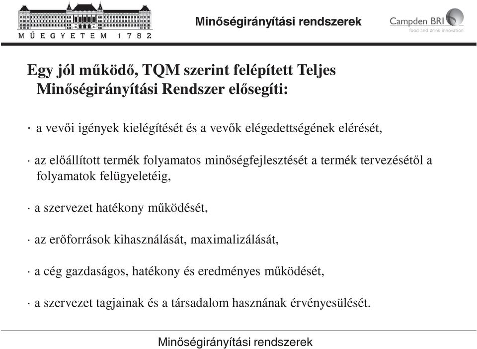 a folyamatok felügyeletéig, a szervezet hatékony mködését, az erforrások kihasználását, maximalizálását, a