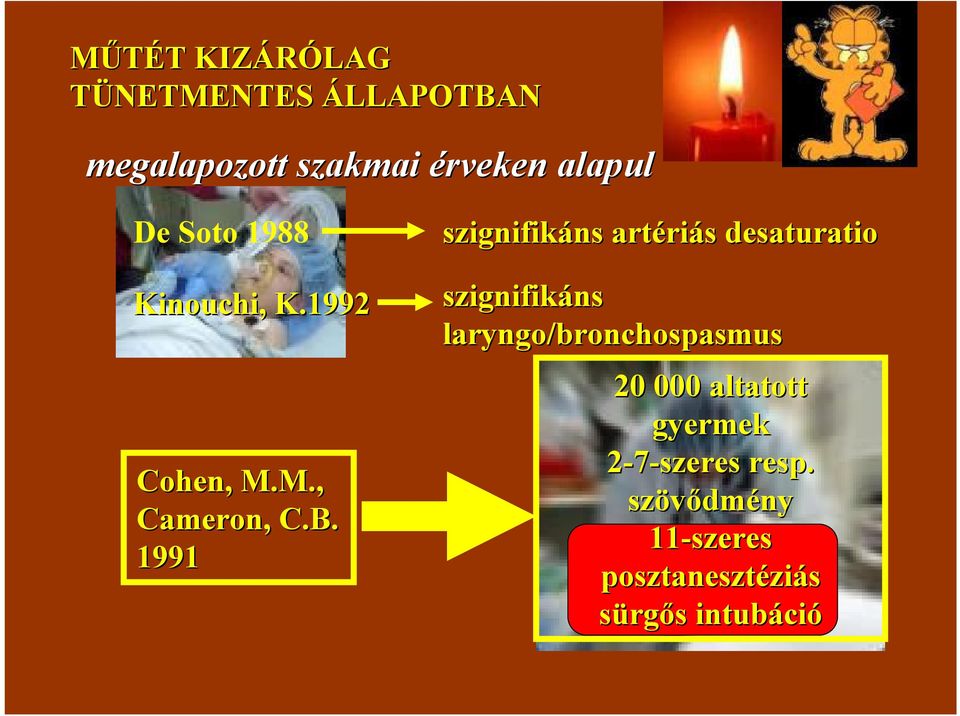 1992 szignifikáns ns laryngo/bronchospasmus Cohen,, M.M., Cameron,, C.B.