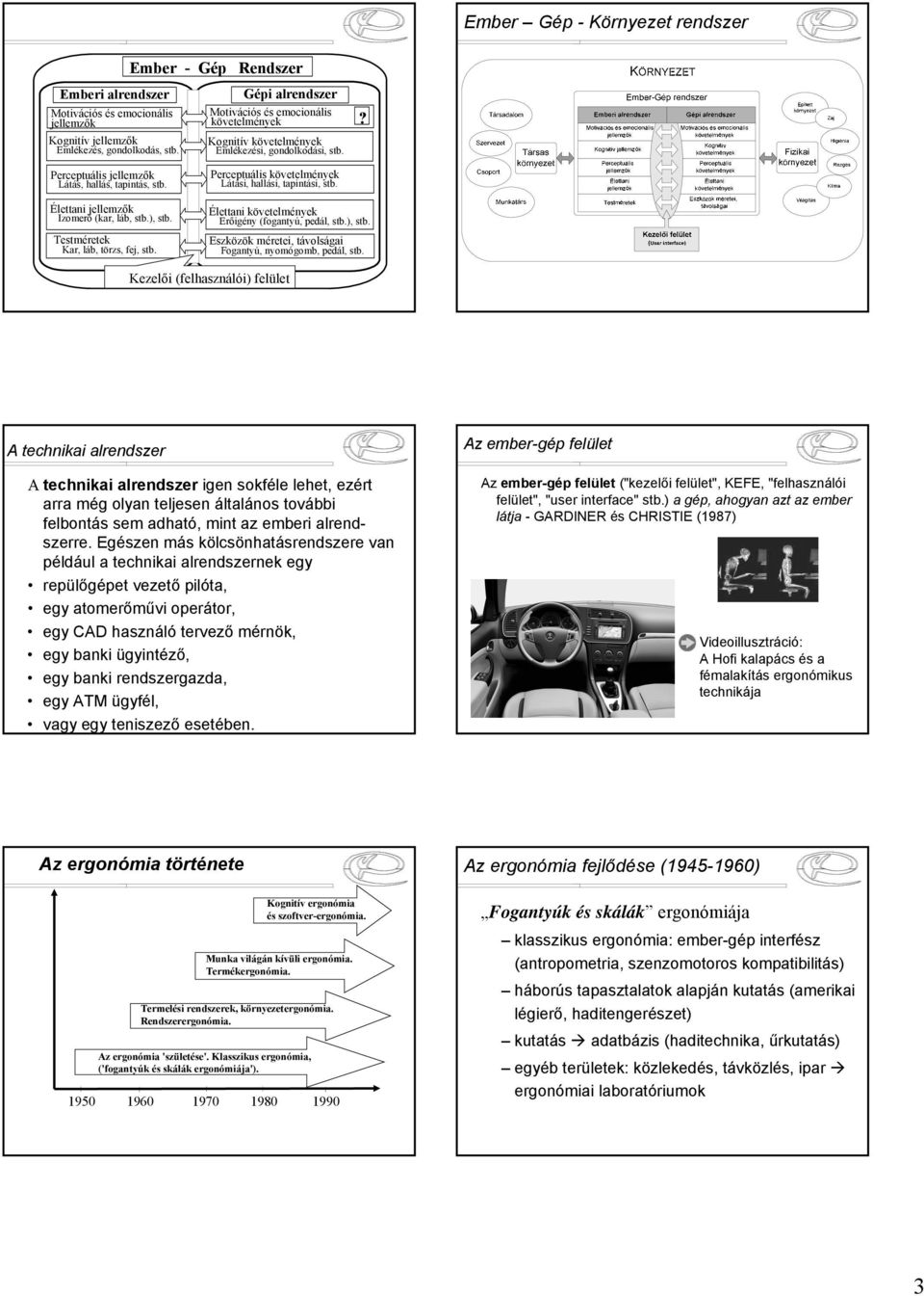 Kognitív követelmények Emlékezési, gondolkodási, stb. Perceptuális követelmények Látási, hallási, tapintási, stb. Élettani követelmények Erőigény (fogantyú, pedál, stb.), stb.