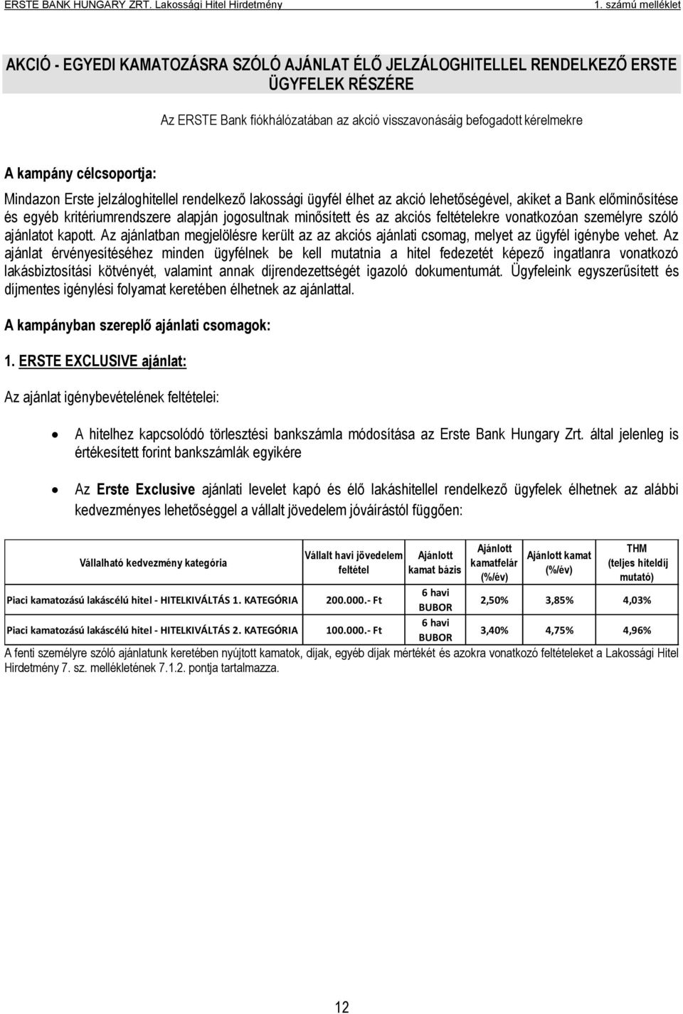 feltételekre vonatkozóan személyre szóló ajánlatot kapott. Az ajánlatban megjelölésre került az az akciós ajánlati csomag, melyet az ügyfél igénybe vehet.