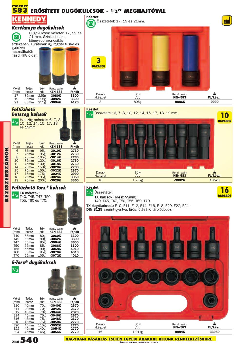 1/ 2 3 hossz 17 85mm 225g -3080K 3600 19 85mm 225g -3082K 3600 21 85mm 255g -3084K 4120 Feltûzhetõ hatszög kulcsok 1/ 2 Hatszög méretek: 6, 7, 8, 10, 12, 14, 15, 17, 18 és 19mm Ft/készl.