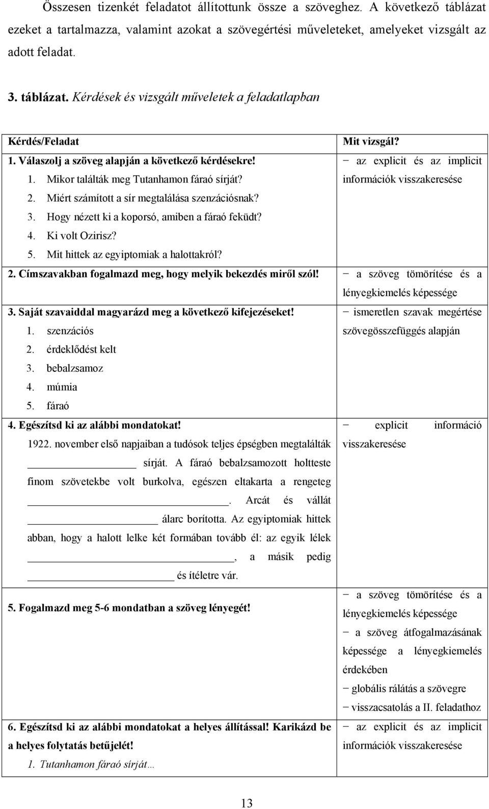 Miért számított a sír megtalálása szenzációsnak? 3. Hogy nézett ki a koporsó, amiben a fáraó feküdt? 4. Ki volt Ozirisz? 5. Mit hittek az egyiptomiak a halottakról? 2.