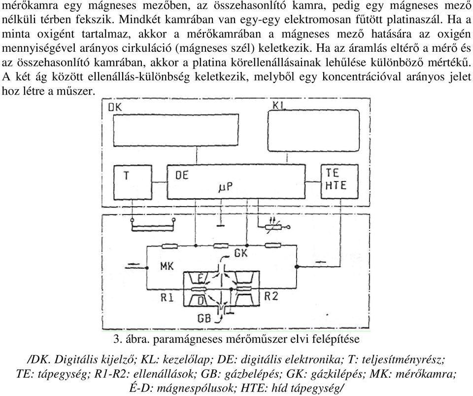 Ha az áramlás eltérı a mérı és az összehasonlító kamrában, akkor a platina körellenállásainak lehőlése különbözı mértékő.