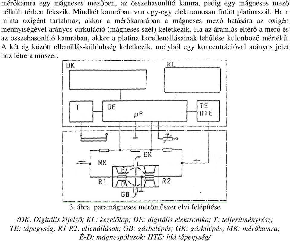 Ha az áramlás eltérı a mérı és az összehasonlító kamrában, akkor a platina körellenállásainak lehőlése különbözı mértékő.