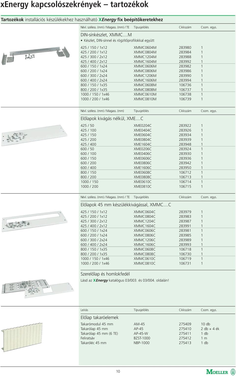 / 1x35 800 / 200 / 1x35 1000 / 150 / 1x46 1000 / 200 / 1x46 XMMC0604M 283980 1 XMMC0804M 283984 1 XMMC1204M 283988 1 XMMC1604M 283992 1 XMMC0606M 283982 1 XMMC0806M 283986 1 XMMC1206M 283990 1