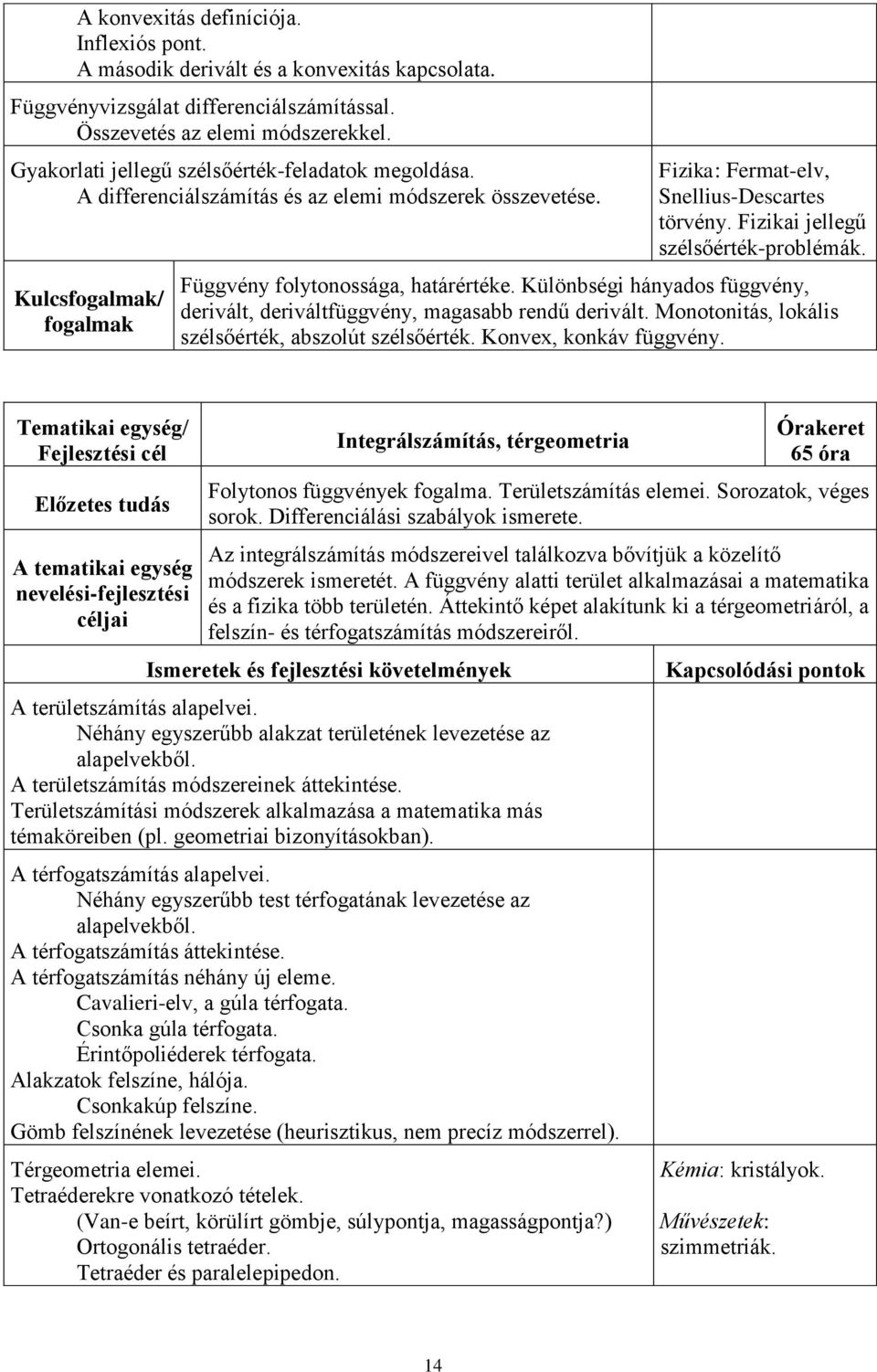 Fizikai jellegű szélsőérték-problémák. Függvény folytonossága, határértéke. Különbségi hányados függvény, derivált, deriváltfüggvény, magasabb rendű derivált.