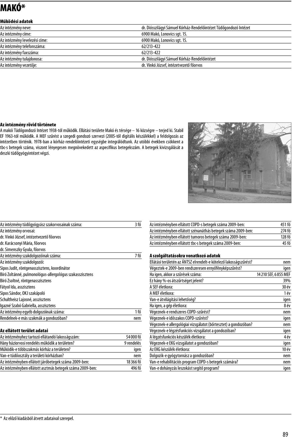 Stabil EF 1963-tól működik. A MEF szűrést a szegedi gondozó szervezi (2005-től digitális készülékkel) a feldolgozás az intézetben történik. 1978-ban a kórház-rendelőintézeti egységbe integrálódtunk.