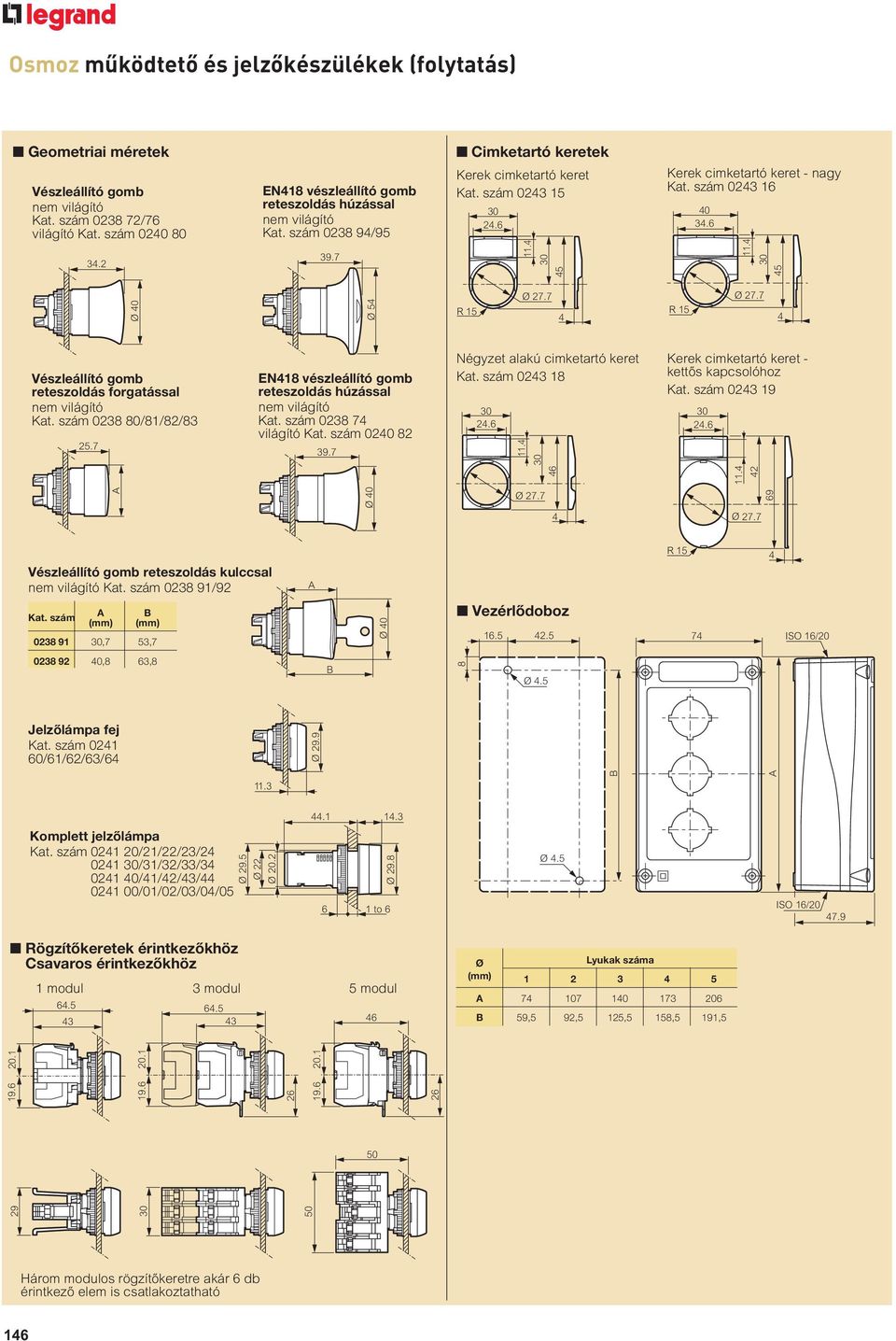 szám 0243 16 40 34.6 11.4 30 45 40 54 R 15 27.7 4 R 15 27.7 4 Vészleállító gomb reteszoldás forgatással nem világító Kat. szám 0238 80/81/82/83 25.