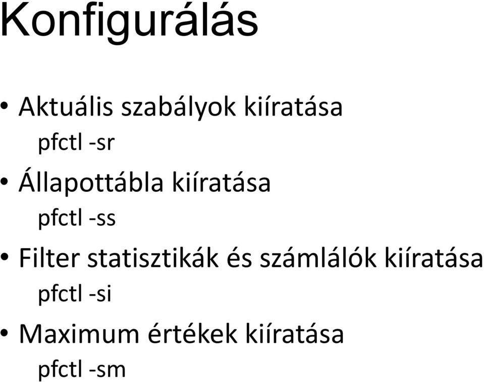 Filter statisztikák és számlálók kiíratása