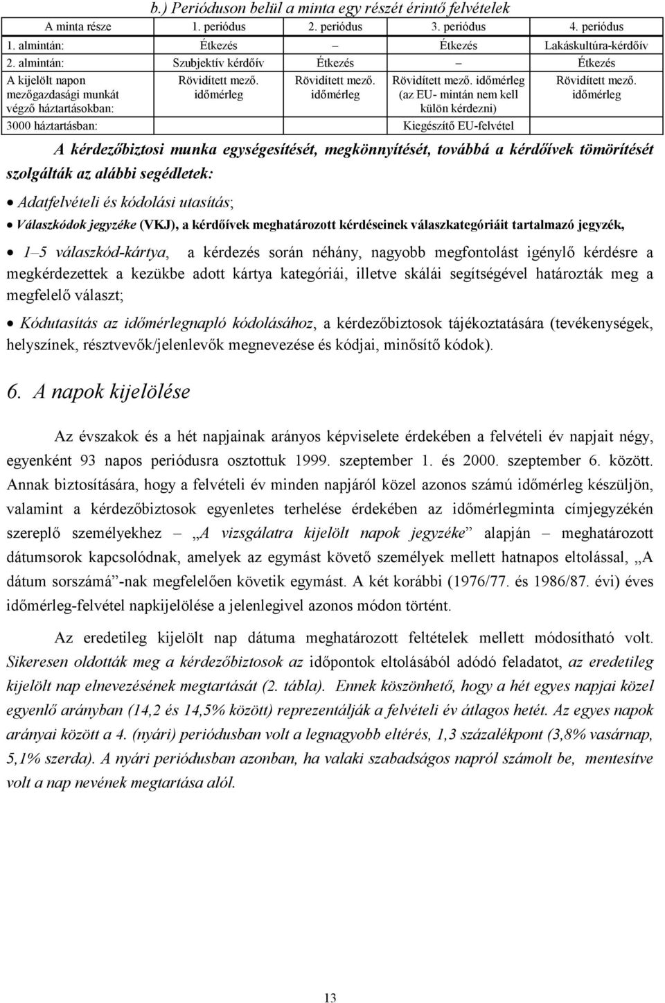 időmérleg Rövidített mező. időmérleg (az EU- mintán nem kell külön kérdezni) 3000 háztartásban: Kiegészítő EU-felvétel Rövidített mező.