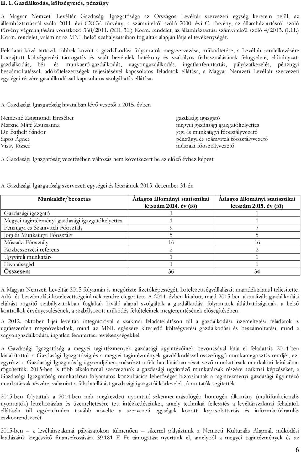 11.) Korm. rendelet, valamint az MNL belső szabályzataiban foglaltak alapján látja el tevékenységét.