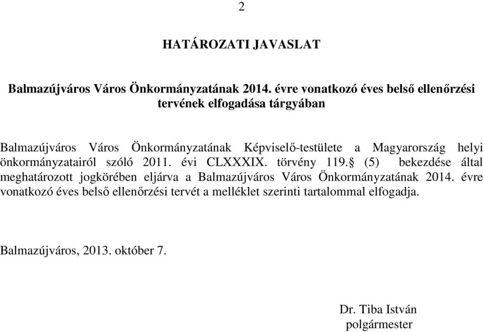 Magyarország helyi önkormányzatairól szóló 2011. évi CLXXXIX. törvény 119.