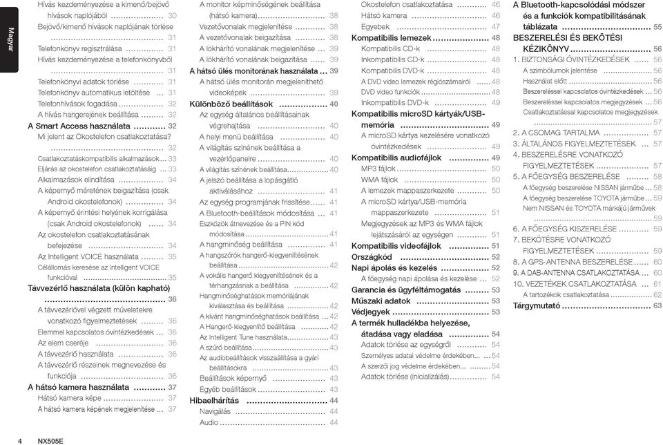 32 Csatlakoztatáskompatibilis alkalmazások 33 Eljárás az okostelefon csatlakoztatásáig 33 Alkalmazások elindítása 34 A képernyő méretének beigazítása (csak Android okostelefonok) 34 A képernyő