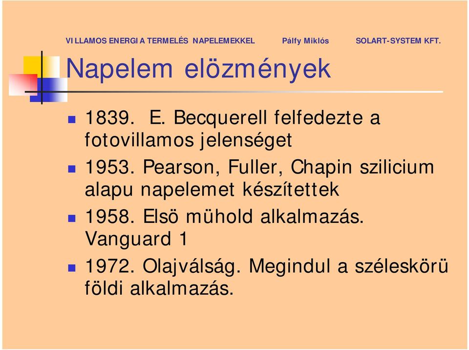 Pearson, Fuller, Chapin szilicium alapu napelemet