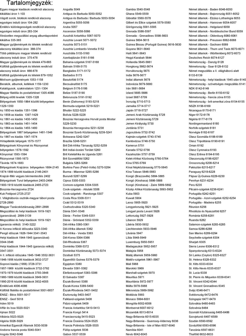rendkívül alacsony induló áron 375-478 Magyar gyűjtemények és tételek 479-665 Külföldi gyűjtemények és tételek rendkívül alacsony induló áron 666-678 Külföldi gyűjtemények és tételek 679-1052 Motívum