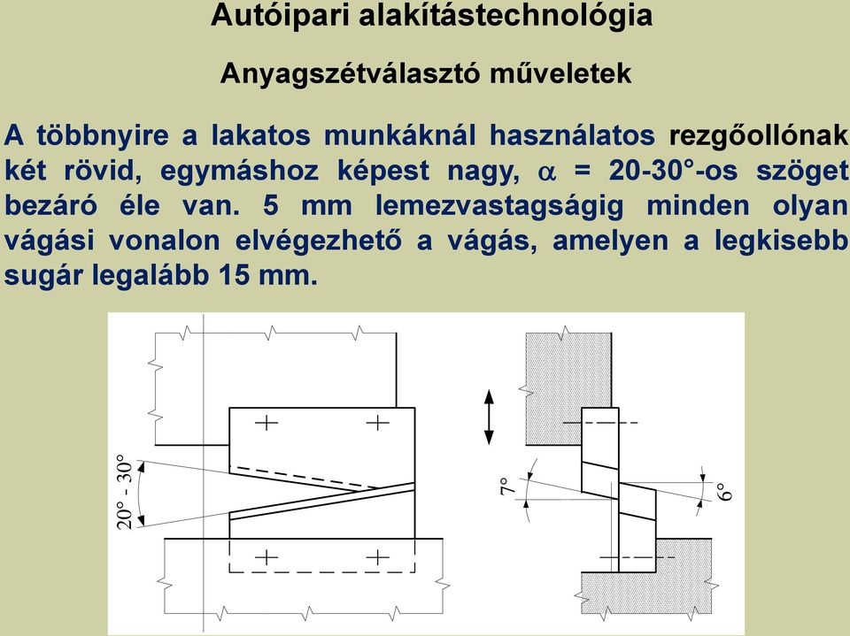 -os szöget bezáró éle van.