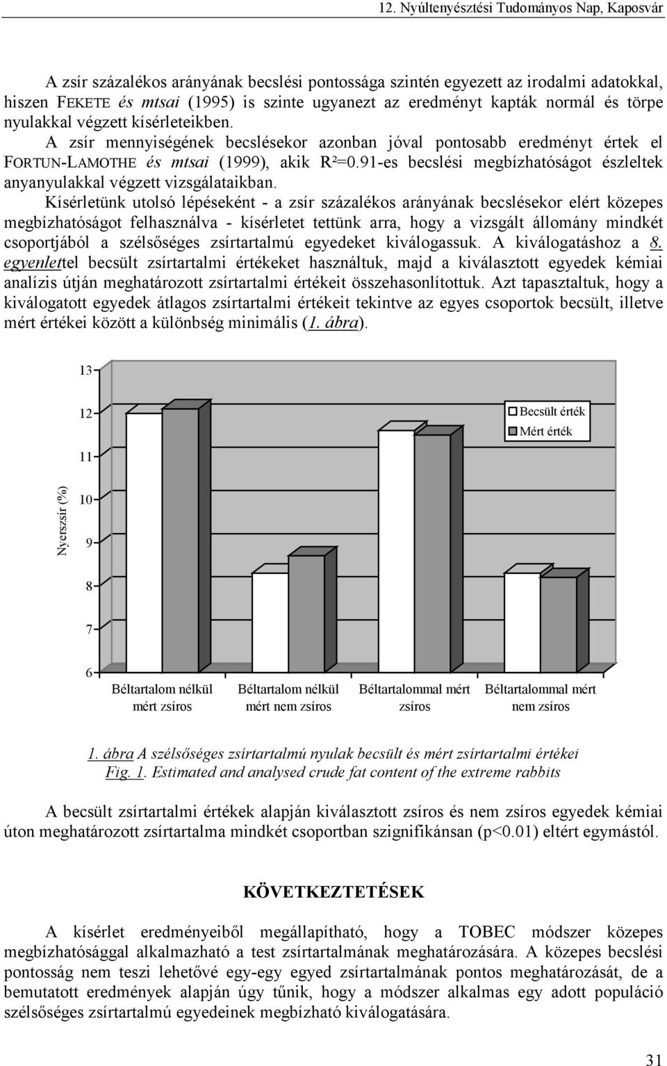 91-es becslési megbízhatóságot észleltek anyanyulakkal végzett vizsgálataikban.