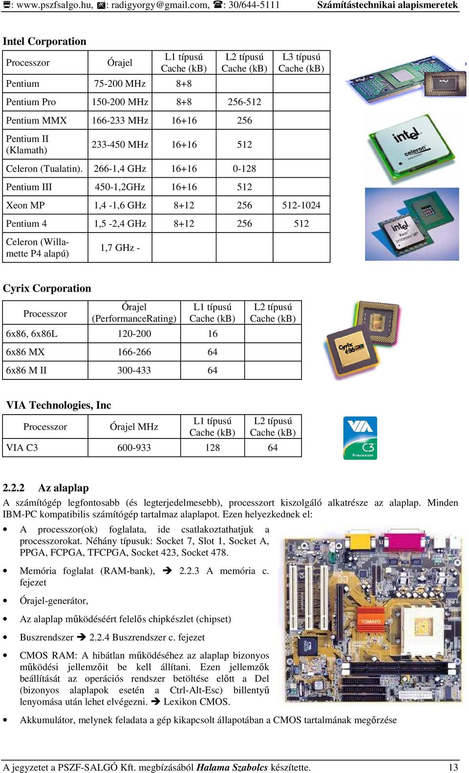 166-233 MHz 16+16 256 Pentium II (Klamath) 233-450 MHz 16+16 512 Celeron (Tualatin).