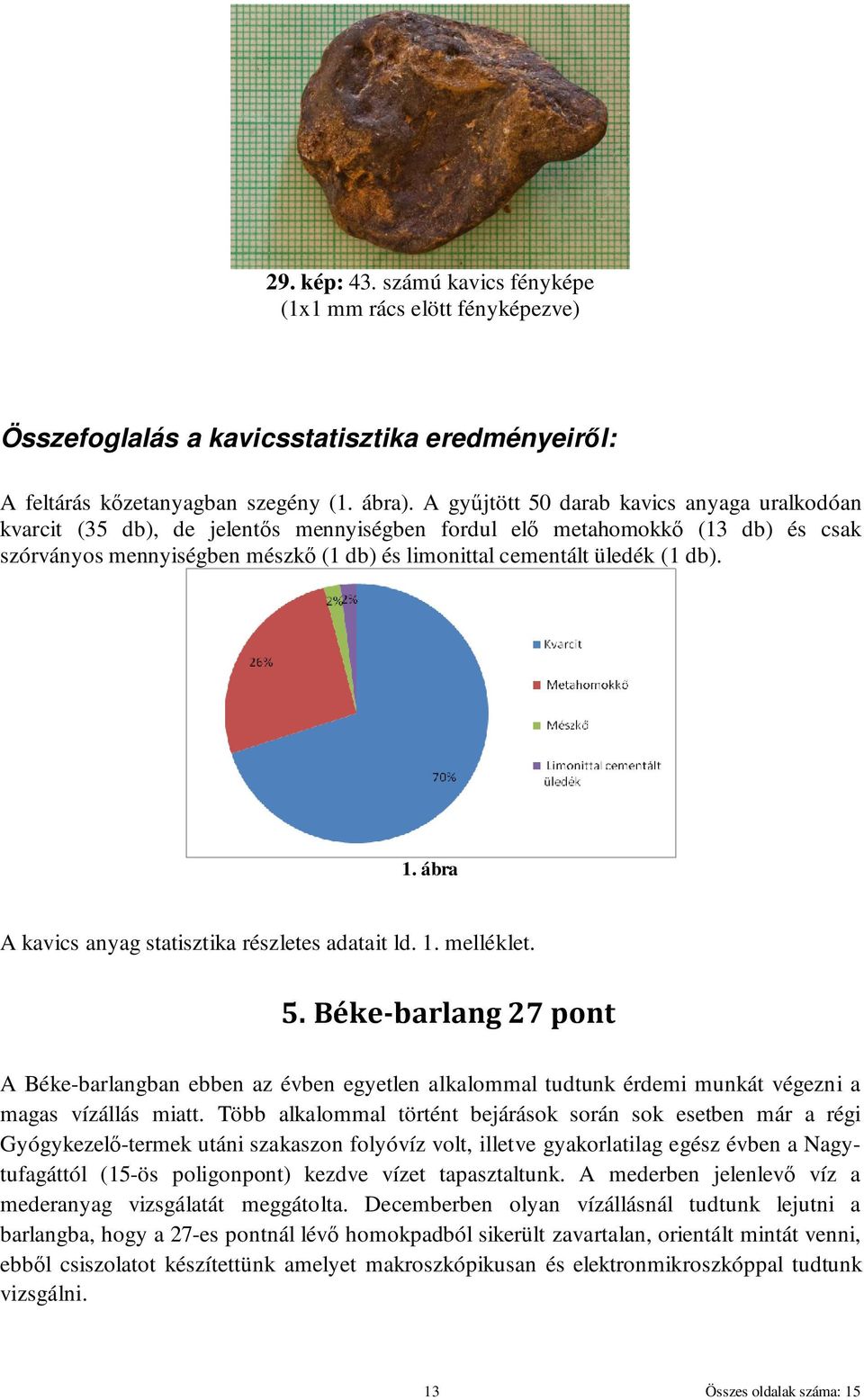 db). 1. ábra A kavics anyag statisztika részletes adatait ld. 1. melléklet. 5.