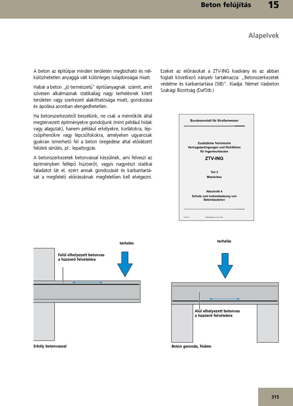 elengedhetetlen. Ezeket az előírásokat a ZTV-ING kiadvány és az abban foglalt következő irányelv tartalmazza: Betonszerkezetek védelme és karbantartása (SIB).