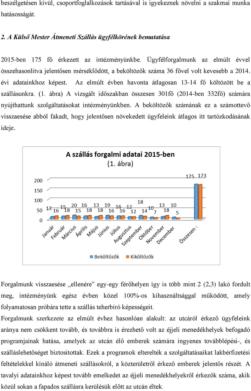 Ügyfélforgalmunk az elmúlt évvel összehasonlítva jelentősen mérséklődött, a beköltözők száma 36 fővel volt kevesebb a 2014. évi adatainkhoz képest.