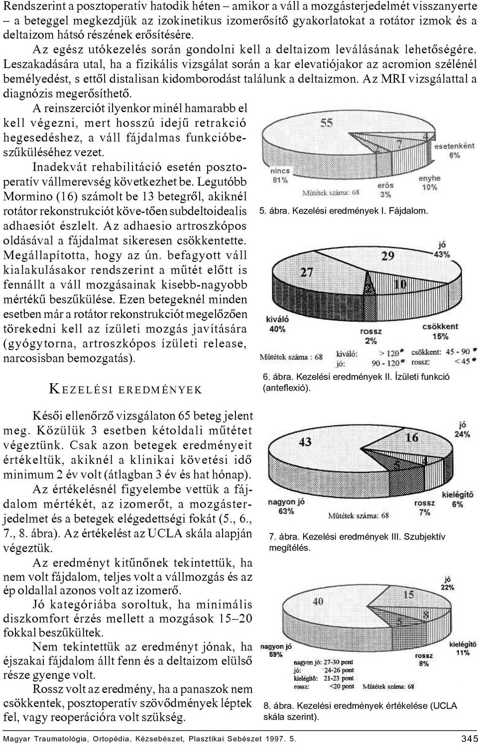 Leszakadására utal, ha a fizikális vizsgálat során a kar elevatiójakor az acromion szélénél bemélyedést, s ettôl distalisan kidomborodást találunk a deltaizmon.