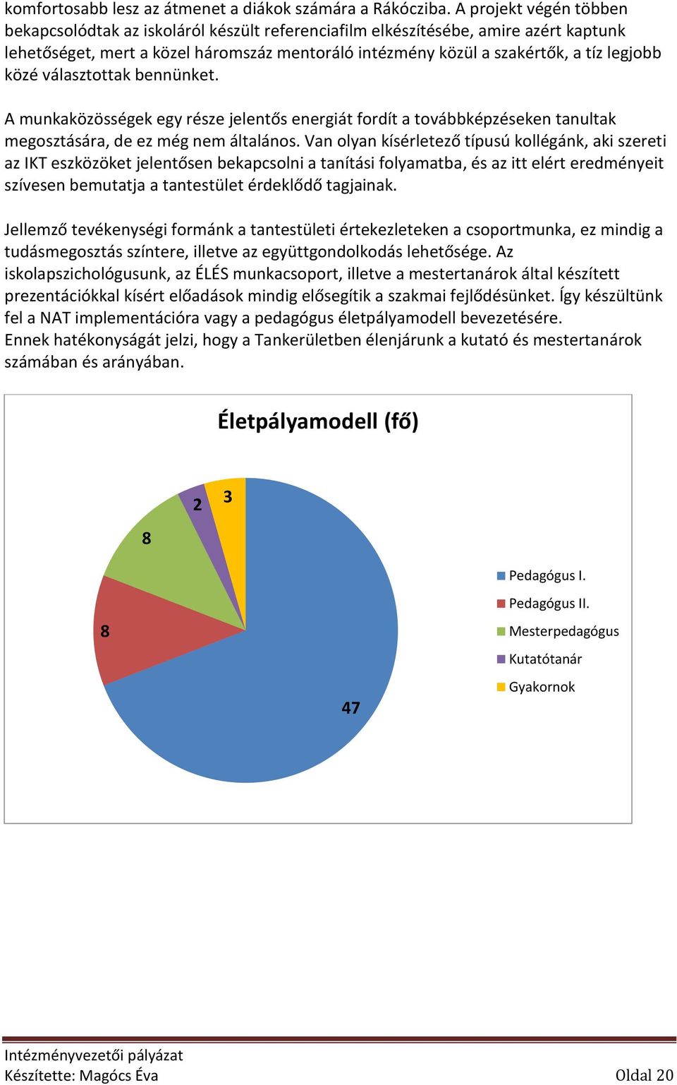 közé választottak bennünket. A munkaközösségek egy része jelentős energiát fordít a továbbképzéseken tanultak megosztására, de ez még nem általános.