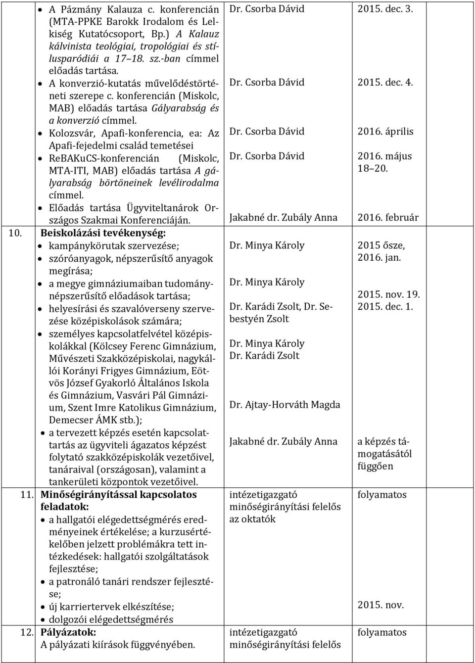 Kolozsvár, Apafi-konferencia, ea: Az Apafi-fejedelmi család temetései ReBAKuCS-konferencián (Miskolc, MTA-ITI, MAB) előadás tartása A gályarabság börtöneinek levélirodalma címmel.