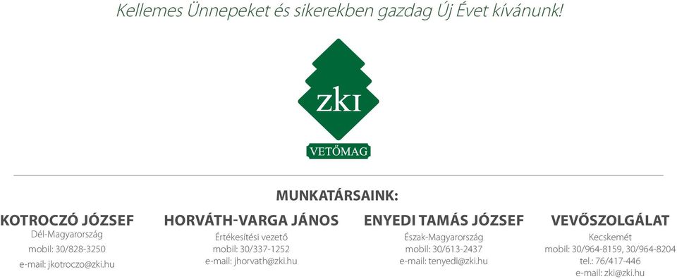 hu Horváth-Varga János Értékesítési vezető mobil: 30/337-1252 e-mail: jhorvath@zki.