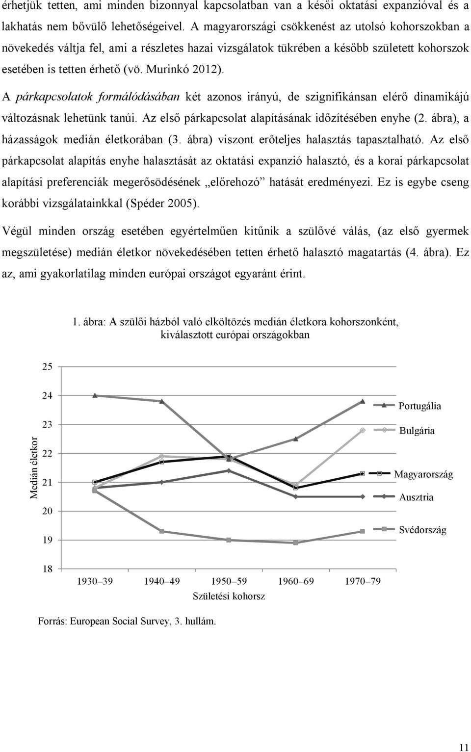 A párkapcsolatok formálódásában két azonos irányú, de szignifikánsan elérő dinamikájú változásnak lehetünk tanúi. Az első párkapcsolat alapításának időzítésében enyhe (2.