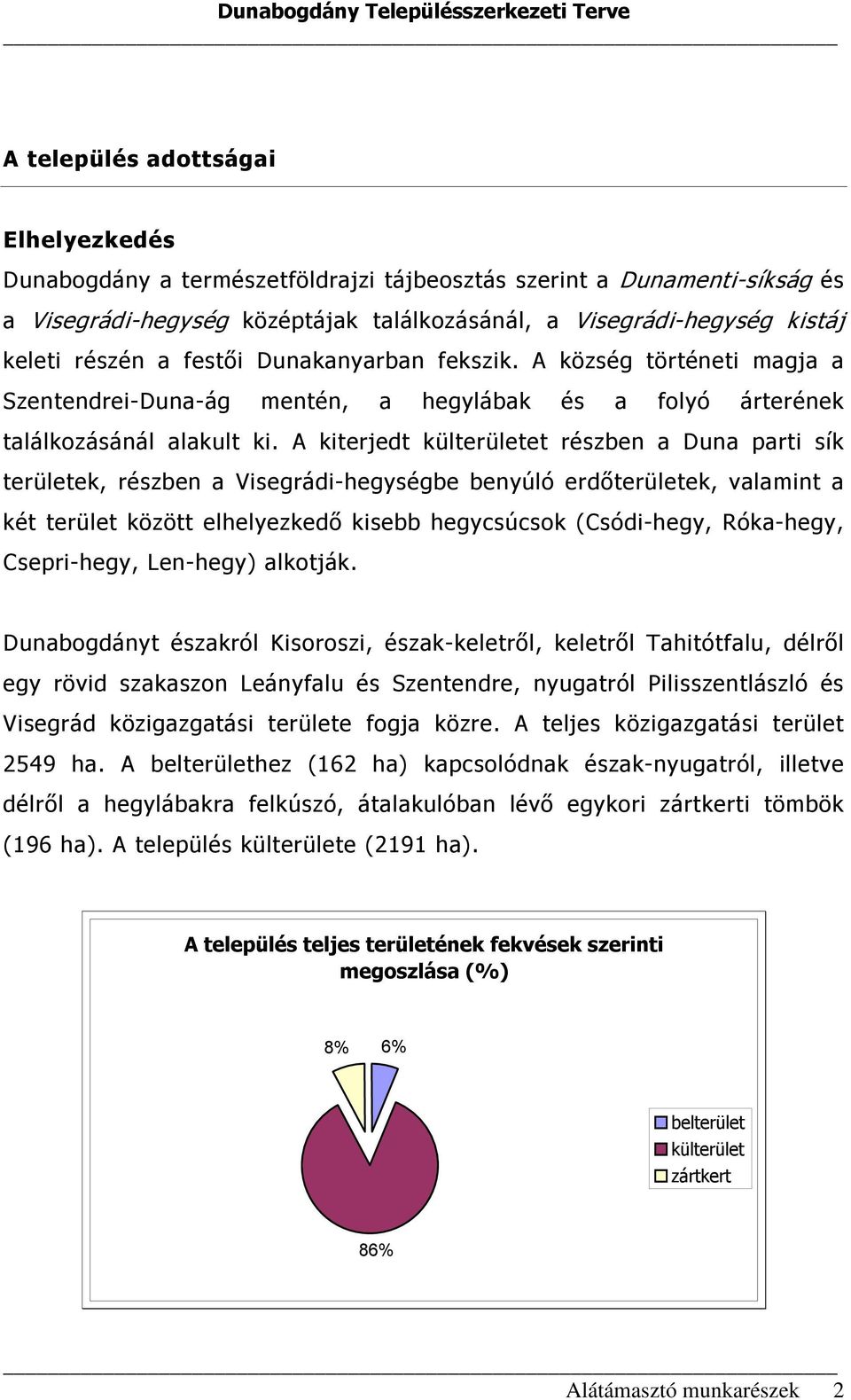 A kiterjedt külterületet részben a Duna parti sík területek, részben a Visegrádi-hegységbe benyúló erdőterületek, valamint a két terület között elhelyezkedő kisebb hegycsúcsok (Csódi-hegy, Róka-hegy,