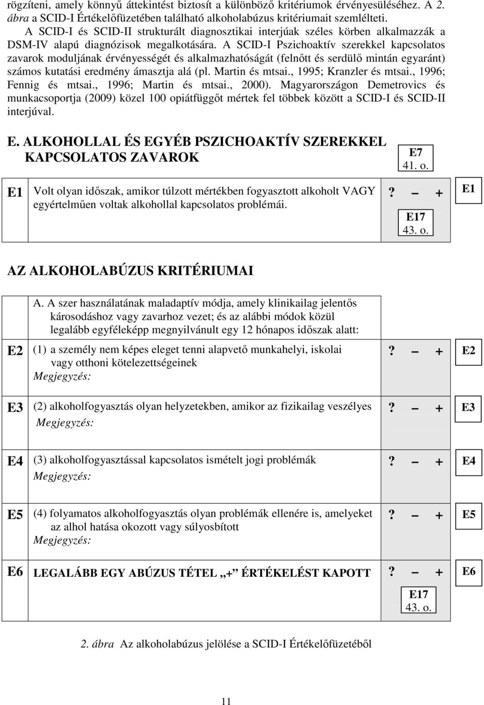 A SCID-I Pszichoaktív szerekkel kapcsolatos zavarok moduljának érvényességét és alkalmazhatóságát (felnőtt és serdülő mintán egyaránt) számos kutatási eredmény ámasztja alá (pl. Martin és mtsai.