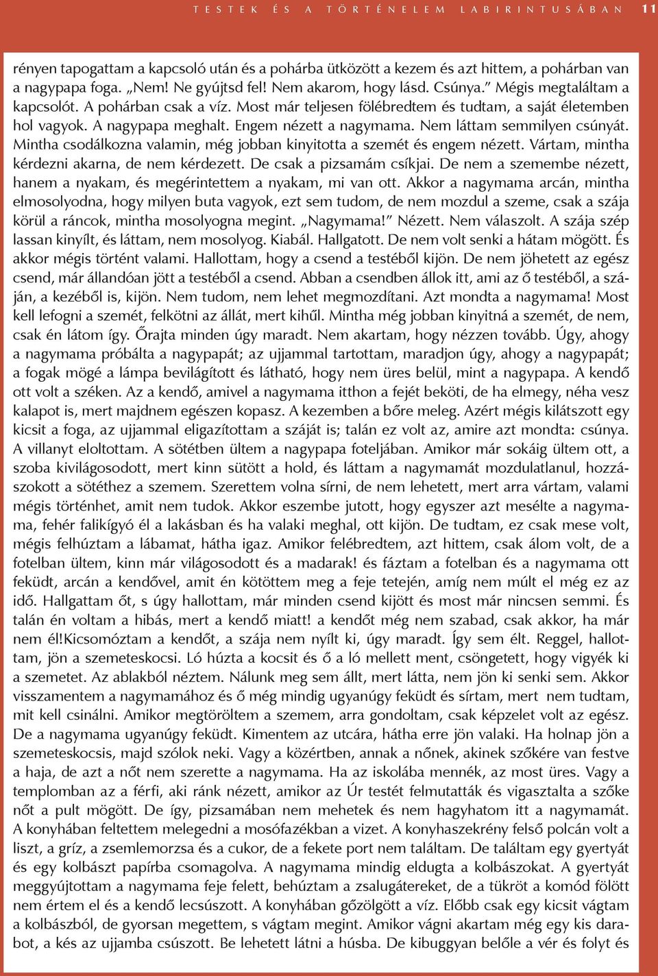 Nem láttam semmilyen csúnyát. Mintha csodálkozna valamin, még jobban kinyitotta a szemét és engem nézett. Vártam, mintha kérdezni akarna, de nem kérdezett. De csak a pizsamám csíkjai.
