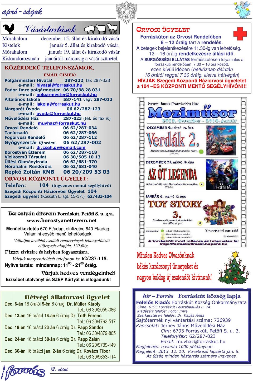 hu Fodor Imre polgármester 06 70/38 28 031 e-mail: polgarmester@forraskut.hu Általános Iskola 587-141 vagy 287-012 e-mail: iskola@forraskut.hu Margarét Óvoda 06 62/287-123 e-mail: ovoda@forraskut.
