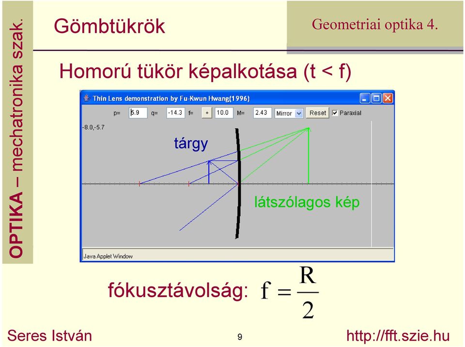 fókusztávolság: látszólagos