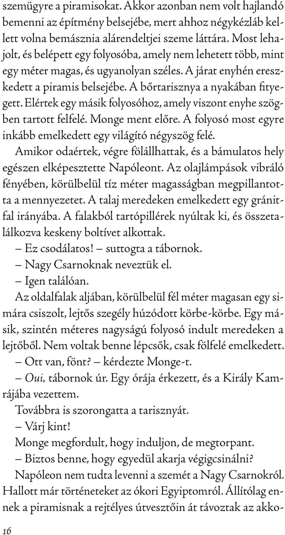 Elértek egy másik folyosóhoz, amely viszont enyhe szögben tartott felfelé. Monge ment előre. A folyosó most egyre inkább emelkedett egy világító négyszög felé.