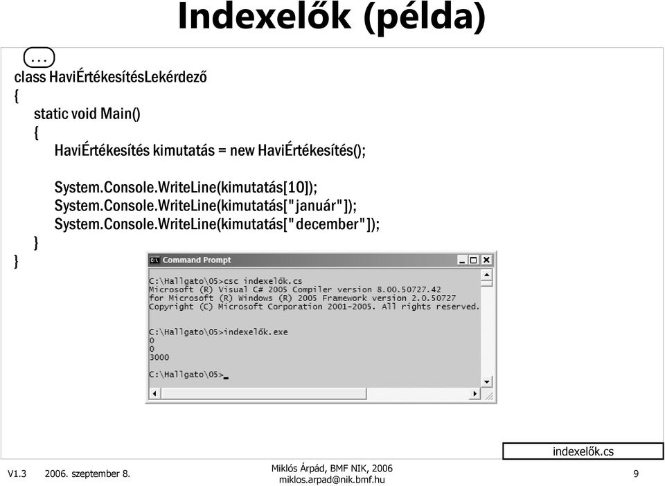 kimutatás = new HaviÉrtékesítés(); System.Console.