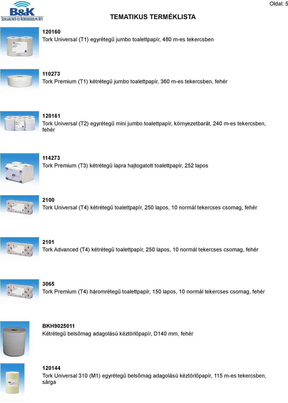 toalettpapír, 250 lapos, 10 normál tekercses csomag, fehér 2101 Tork Advanced (T4) kétrétegű toalettpapír, 250 lapos, 10 normál tekercses csomag, fehér 3065 Tork Premium (T4) háromrétegű