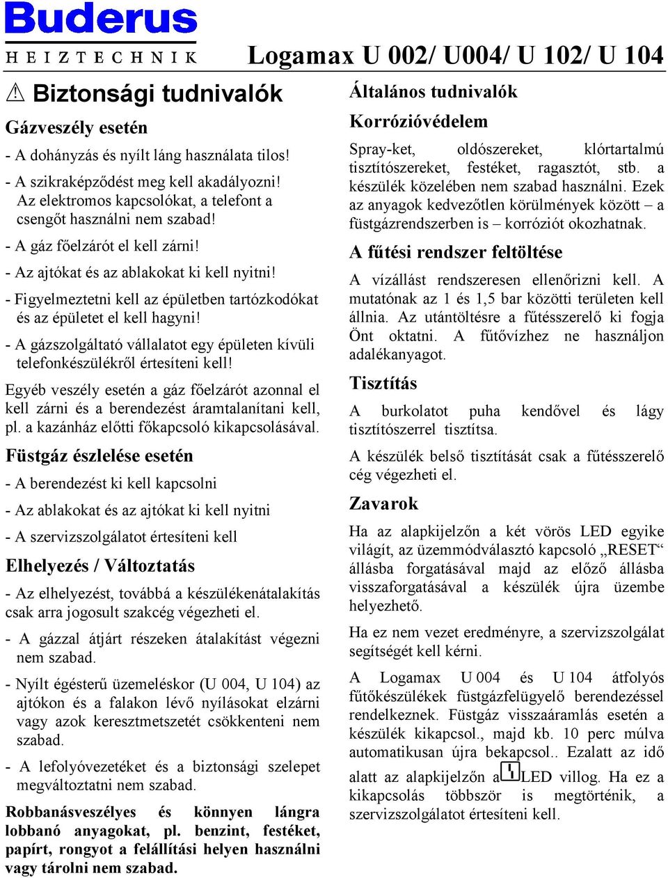 Logamax U 002/ U004/ U 102/ U PDF Ingyenes letöltés