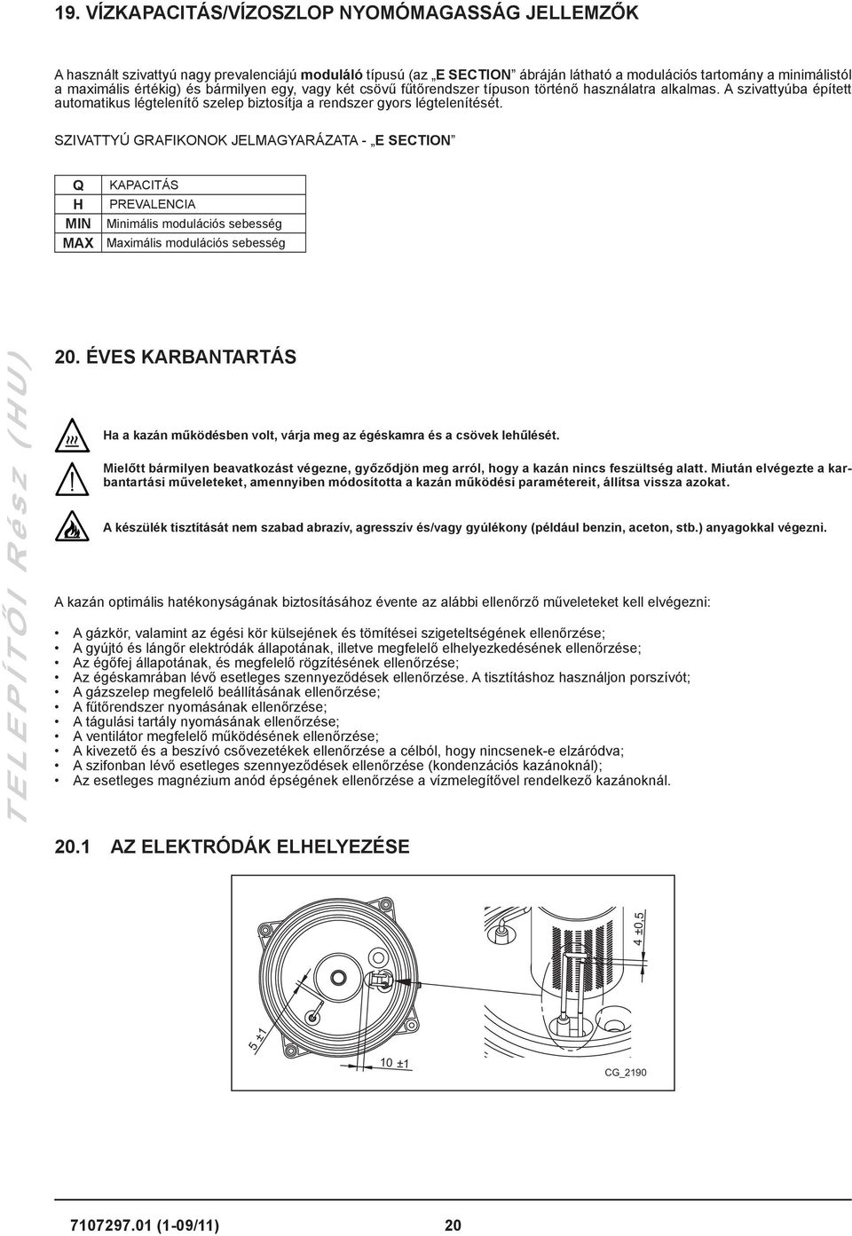 SZIVATTYÚ GRAFIKONOK JELMAGYARÁZATA - E SECTION Q H MIN MAX KAPACITÁS PREVALENCIA Minimális modulációs sebesség Maximális modulációs sebesség T E L E P Í T Ő I R é s z ( H U ) 20.