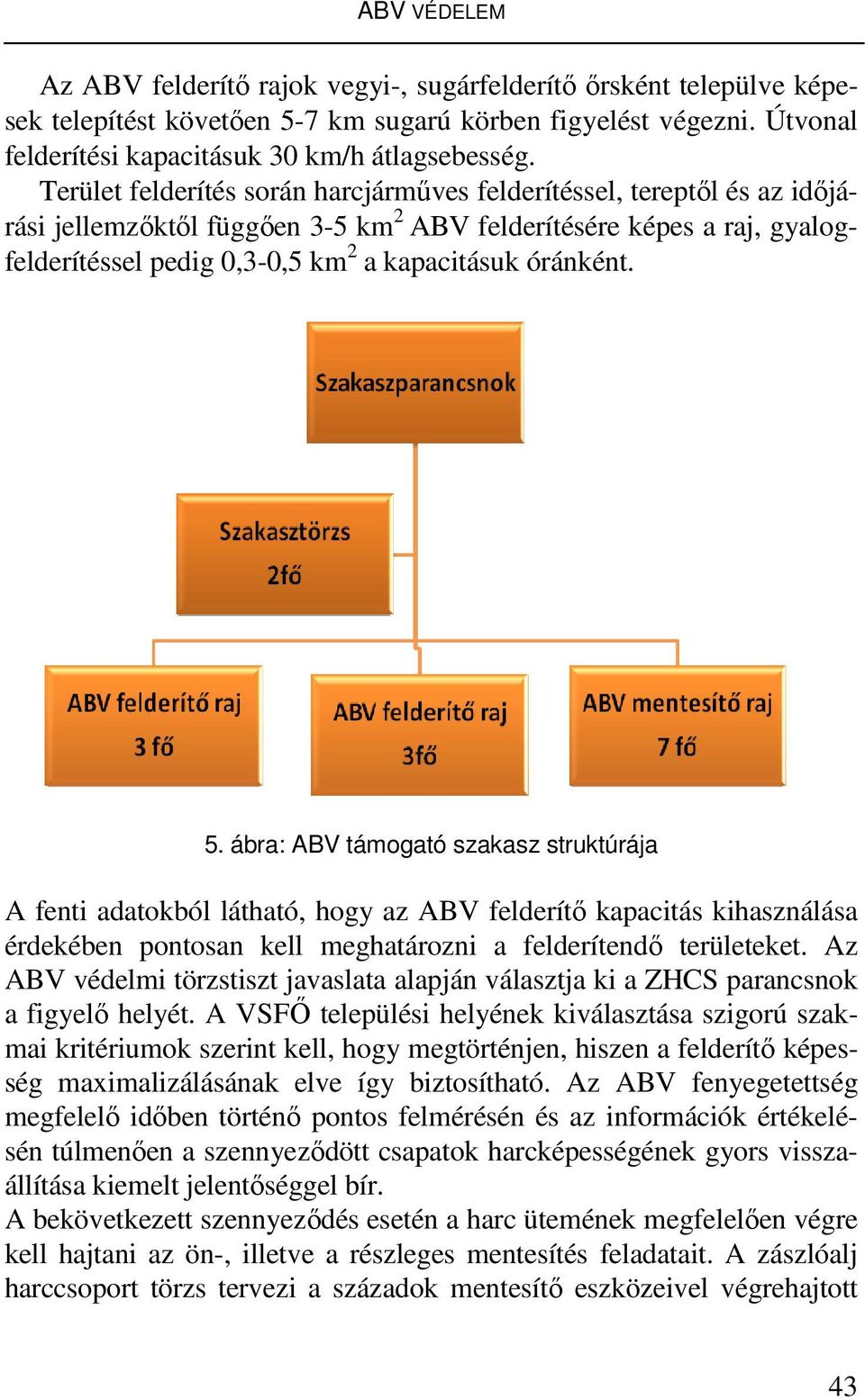 óránként. 5. ábra: ABV támogató szakasz struktúrája A fenti adatokból látható, hogy az ABV felderítő kapacitás kihasználása érdekében pontosan kell meghatározni a felderítendő területeket.
