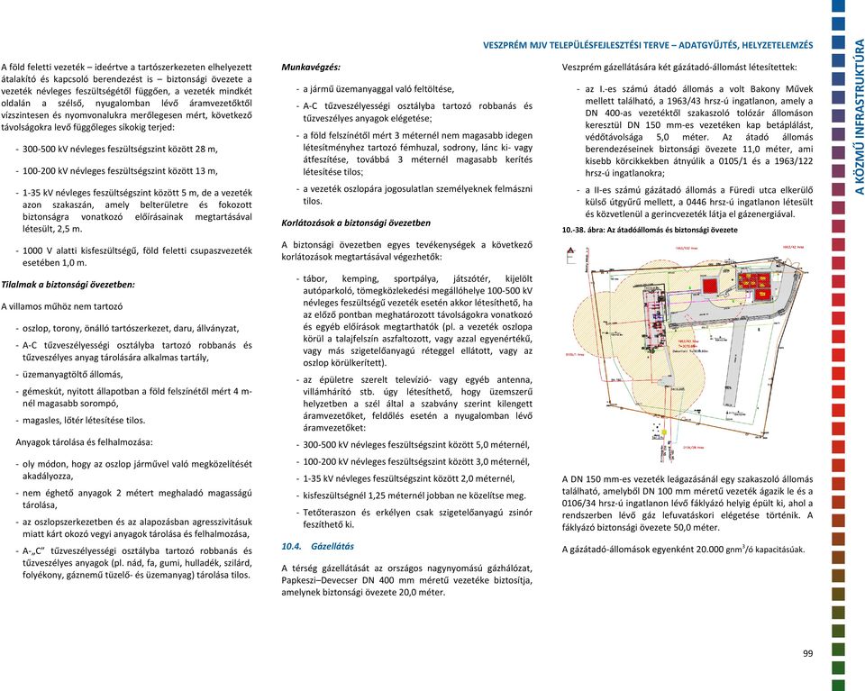 névleges feszültségszint között 13 m, 1 35 kv névleges feszültségszint között 5 m, de a vezeték azon szakaszán, amely belterületre és fokozott biztonságra vonatkozó előírásainak megtartásával