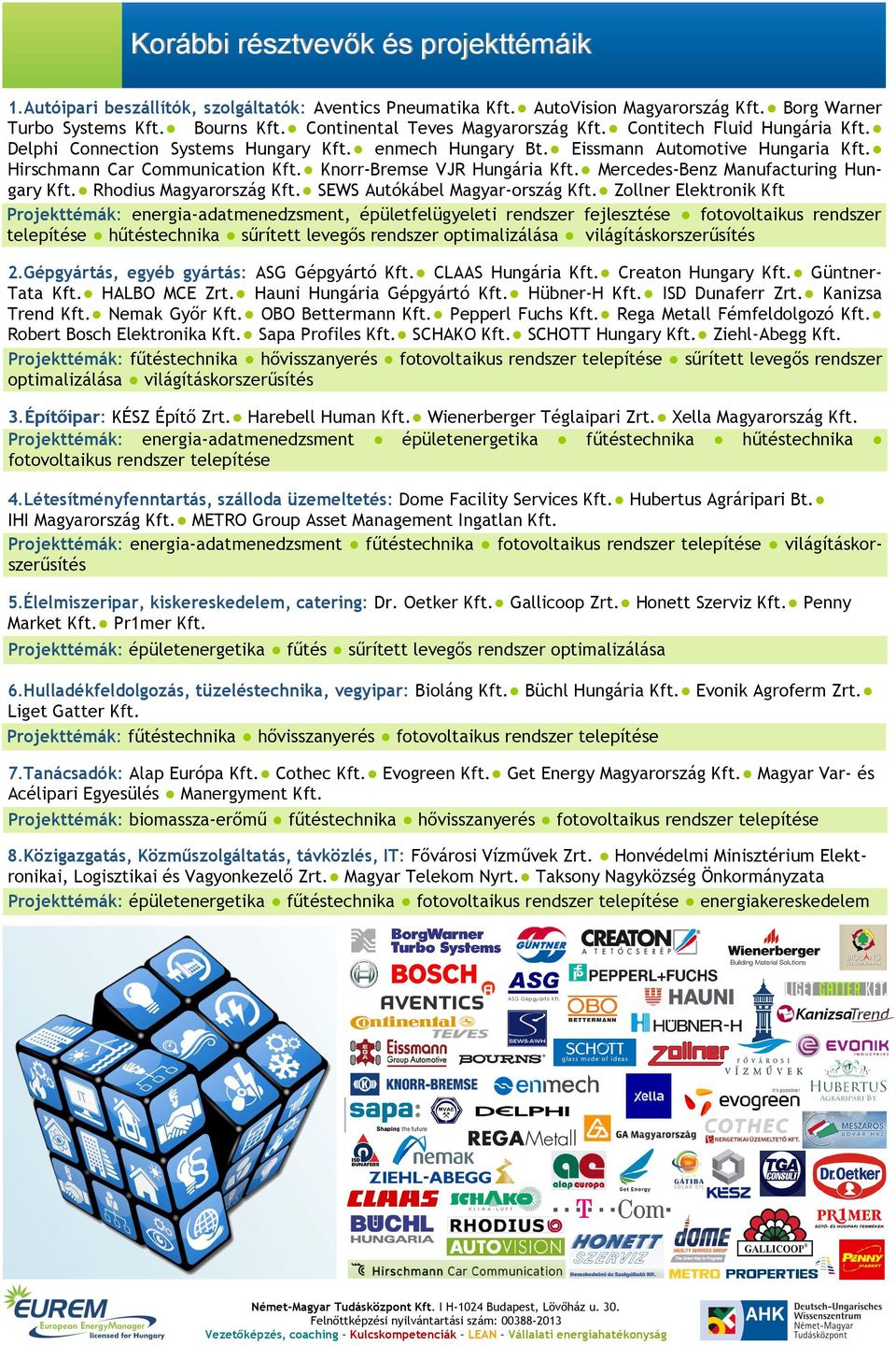 Knorr-Bremse VJR Hungária Kft. Mercedes-Benz Manufacturing Hungary Kft. Rhodius Magyarország Kft. SEWS Autókábel Magyar-ország Kft.